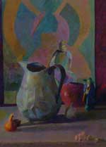 still life with aluminum pitcher